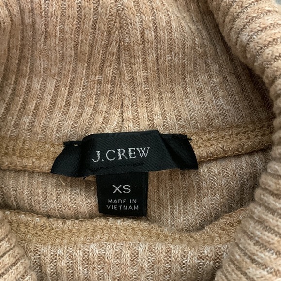 J. Crew Turtleneck Beige Tan Waffle Knit Sweater XS Cozy Minimalist Roll Neck - Picture 11 of 13